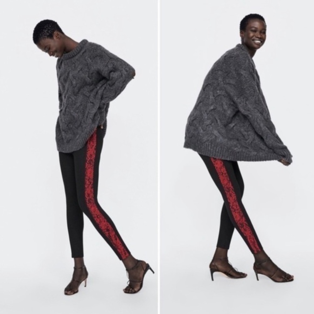 🍋 Zara Basic Side Stripe Snake Print High Waist Leggings